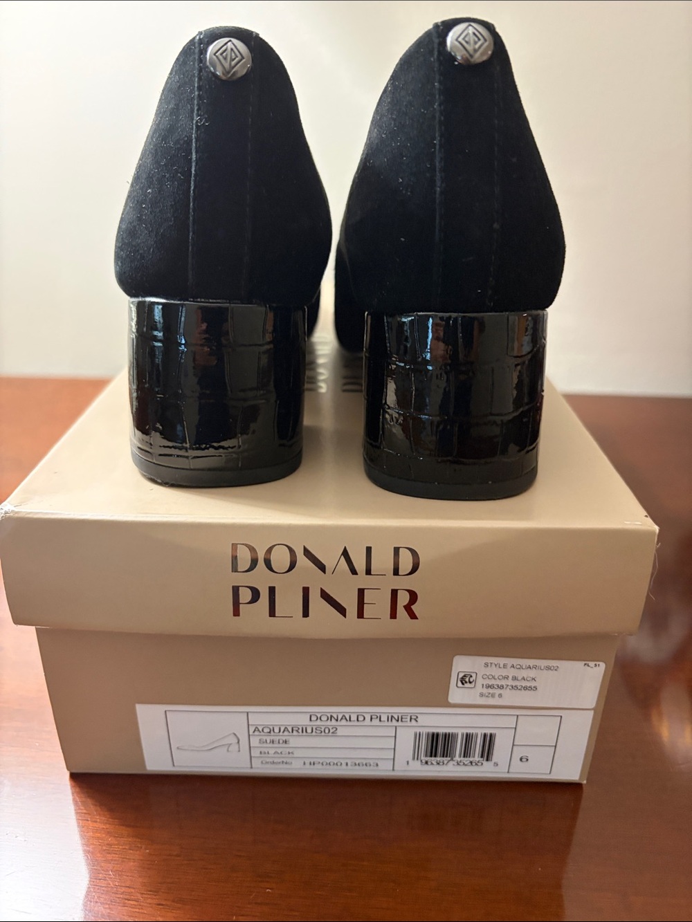 Donald J. Pliner Black Suede Block Heel Loafers